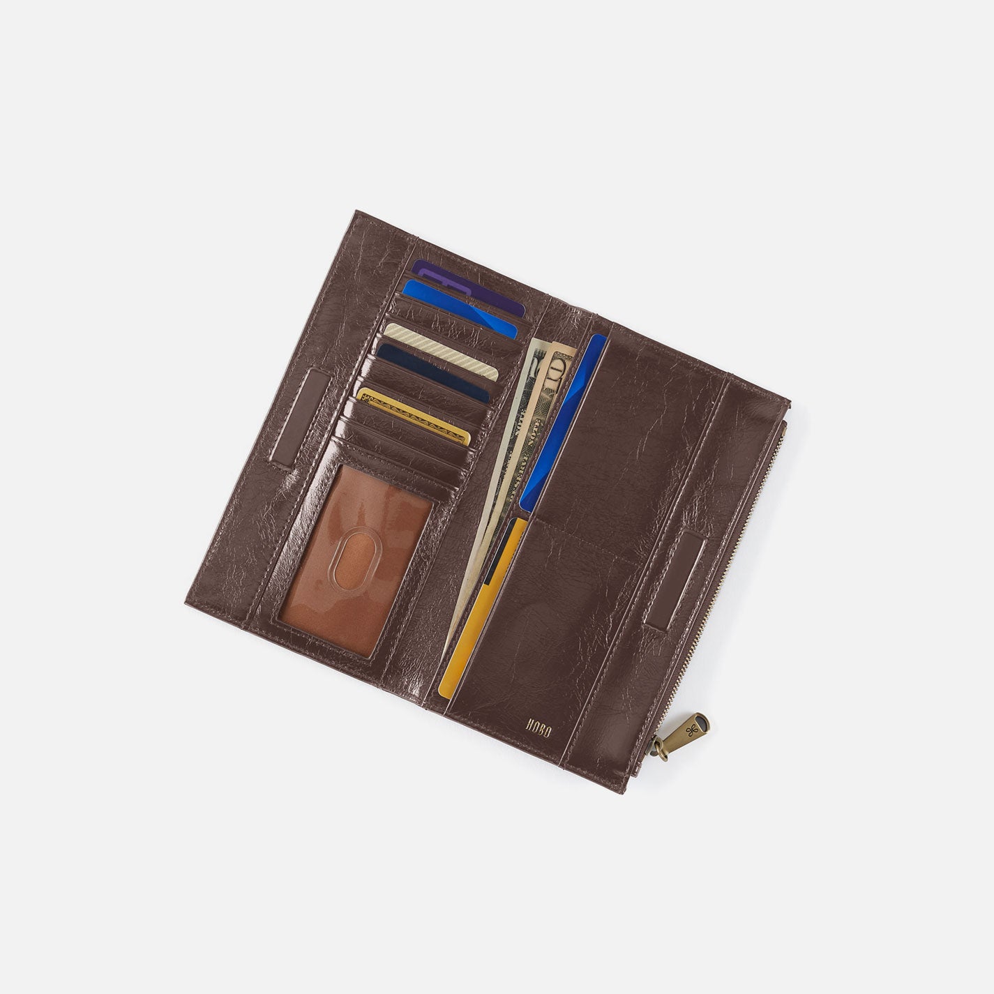 Jill Large Bifold Wallet in Polished Leather – Hearthstone - HOBO