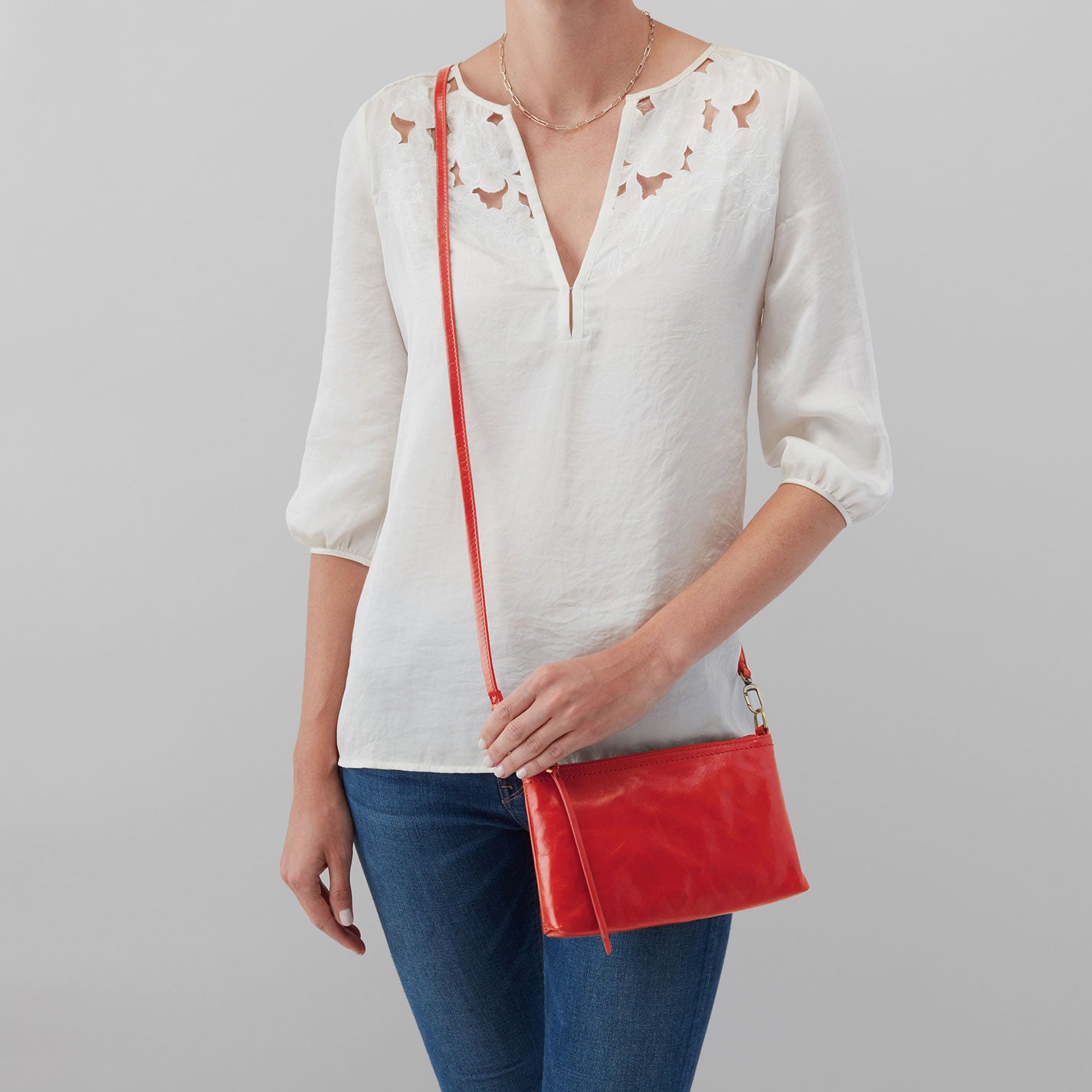 Darcy Crossbody In Polished Leather – Grenadine - HOBO