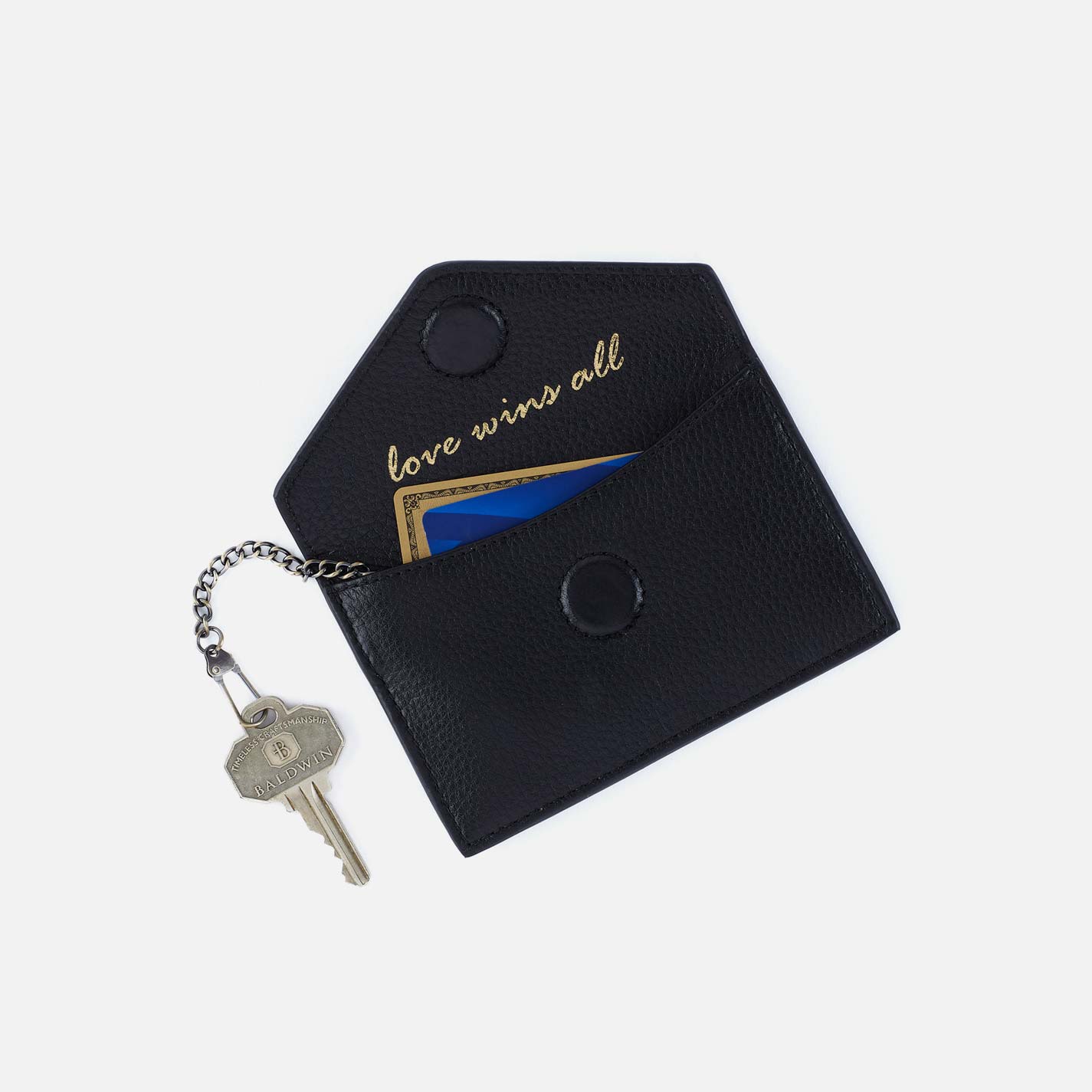 Goldie Card Case in Pebbled Leather – Black - HOBO