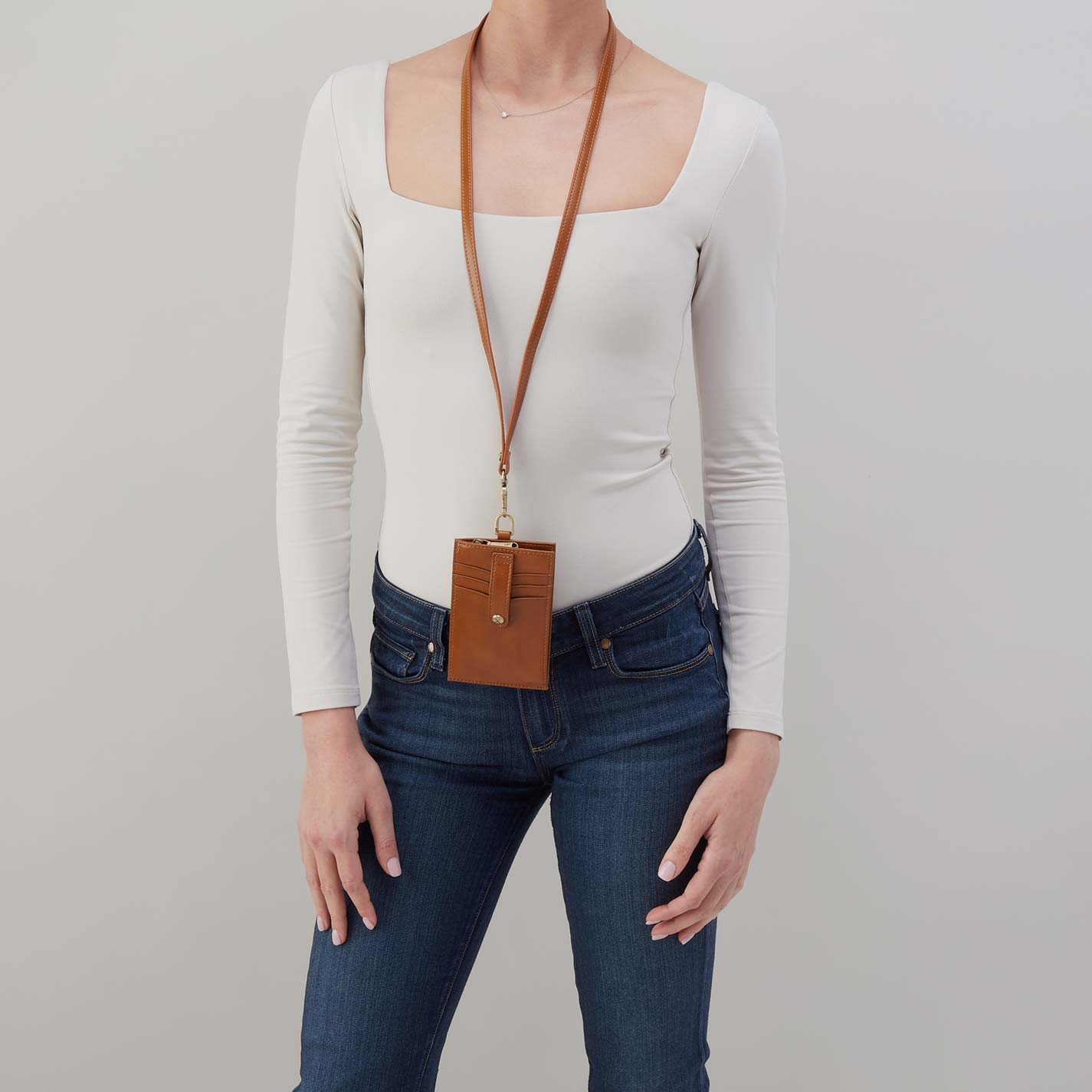 Around Town Lanyard in Polished Leather – Truffle - HOBO