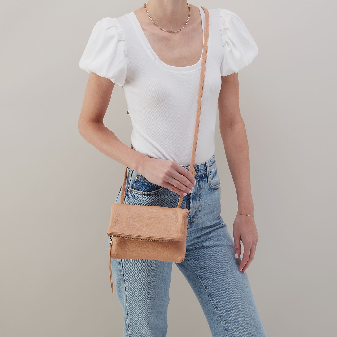 Grant Small Crossbody In Pebbled Leather – Porcini - HOBO
