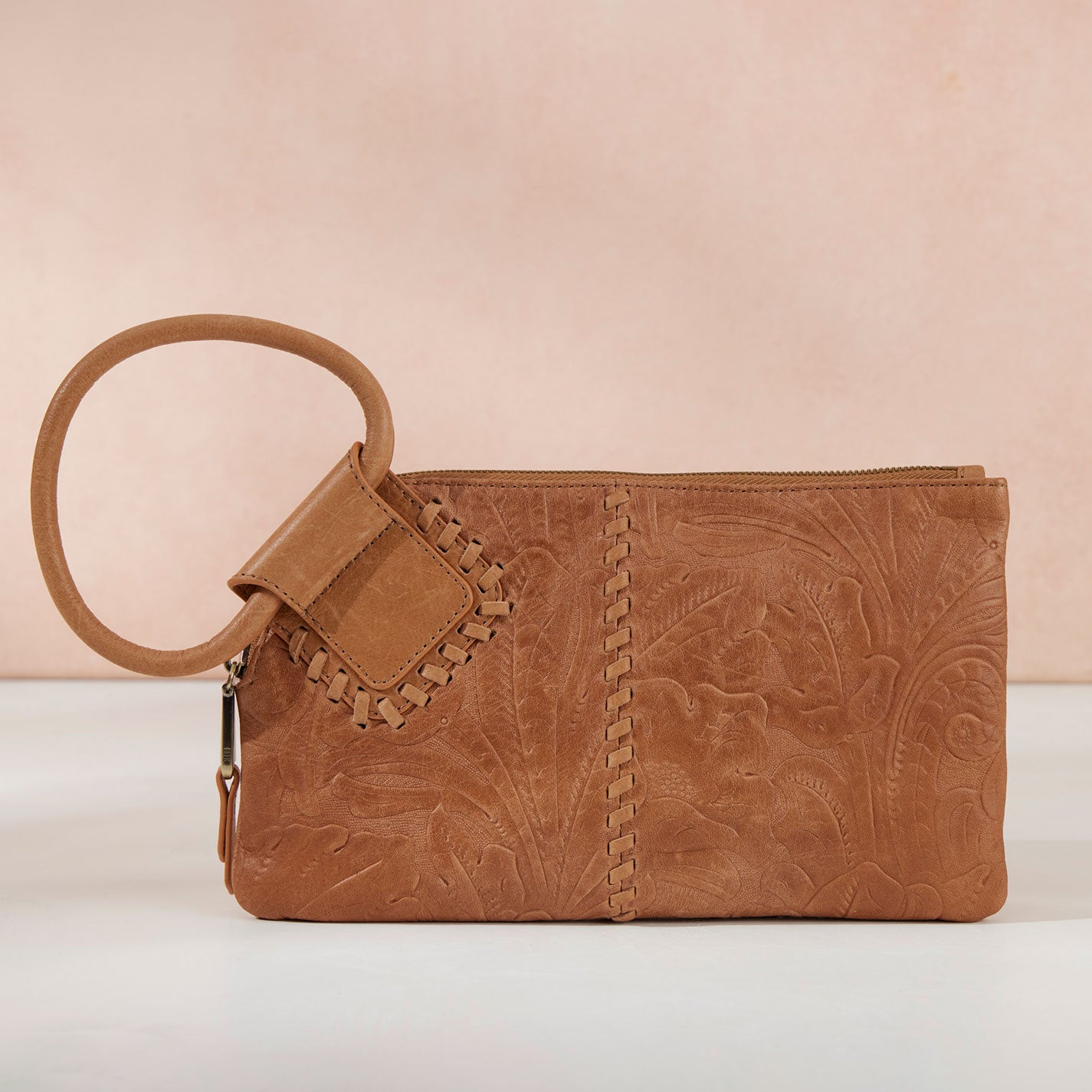 Sable Wristlet In Tooled Embossed Leather – Saddle Tooled Emboss - HOBO