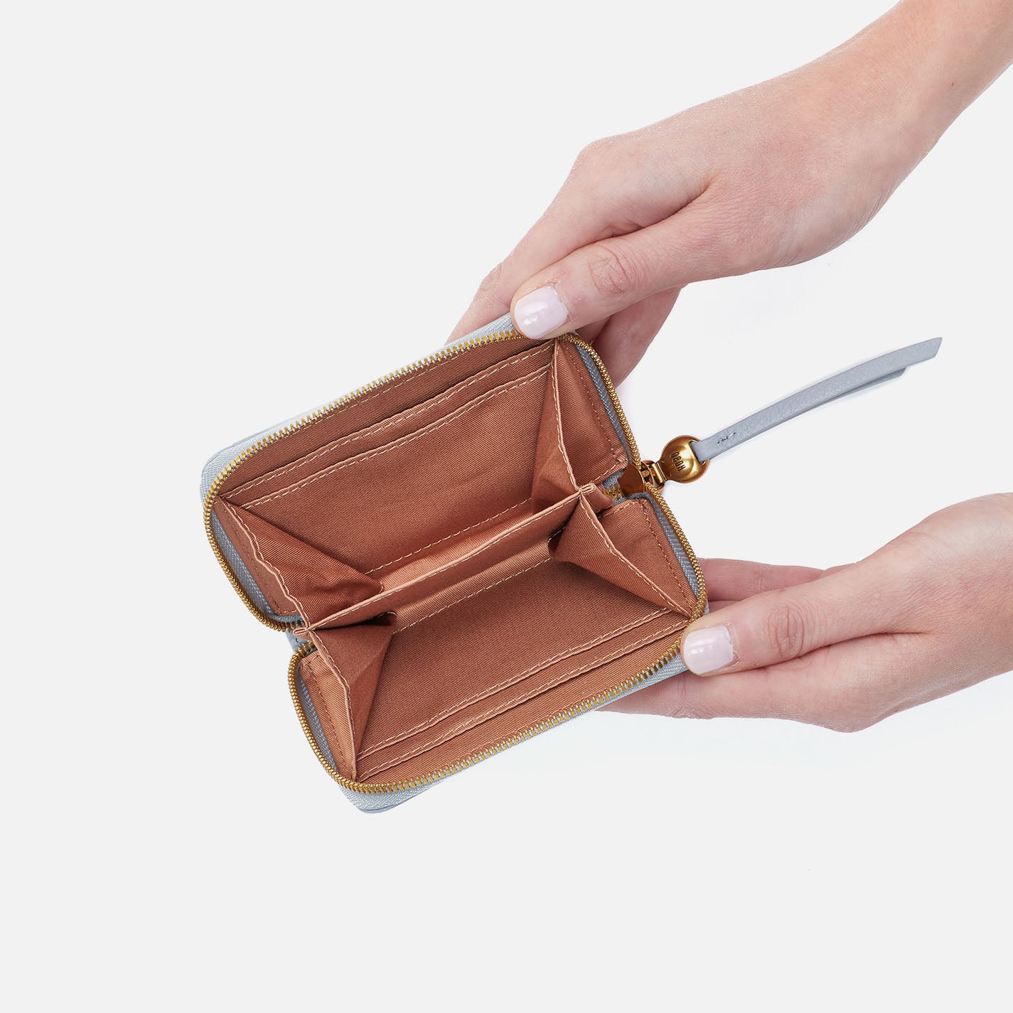 Hart Card Case In Pebbled Leather – Blue Pearl - HOBO