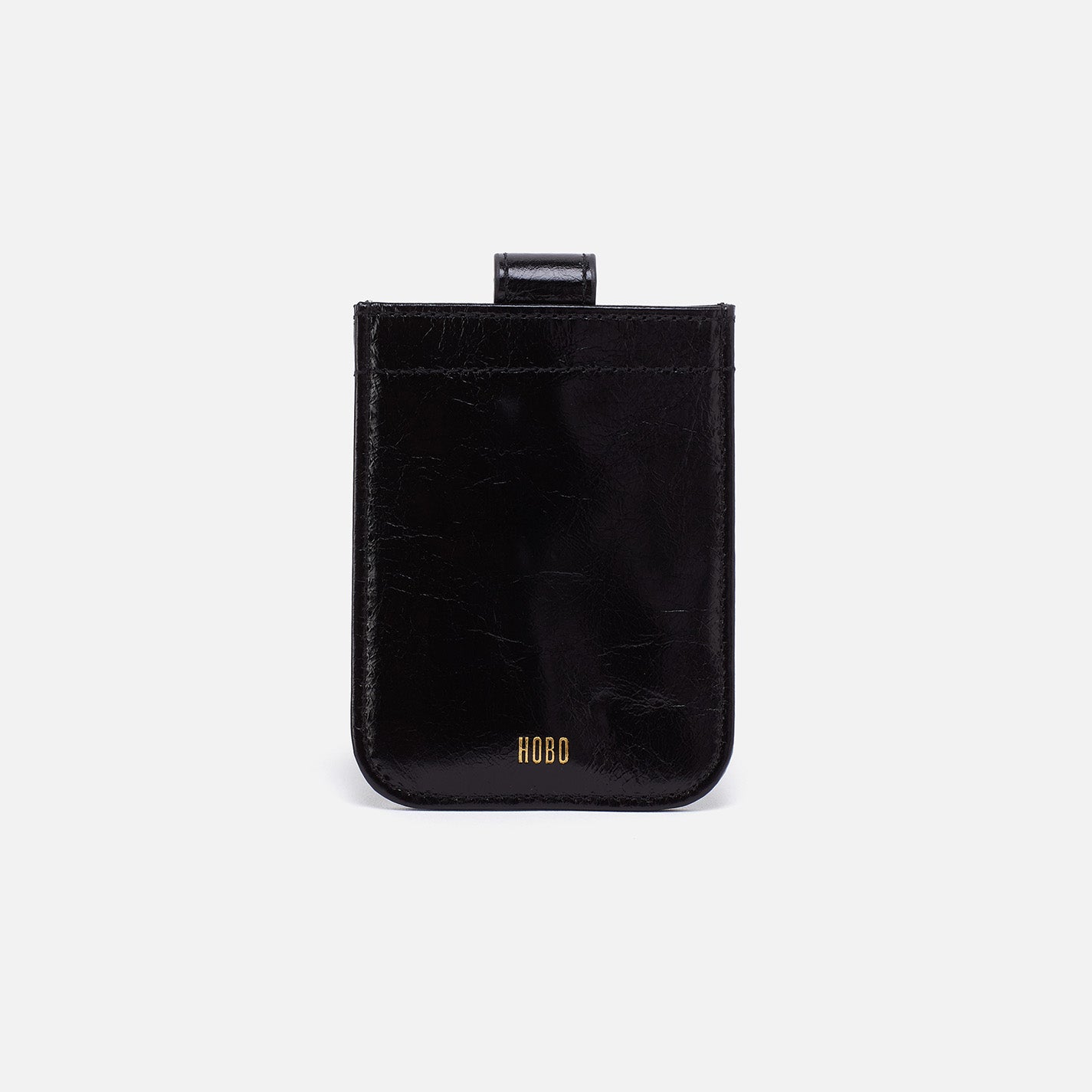 Dunn Card Case In Polished Leather – Black - HOBO
