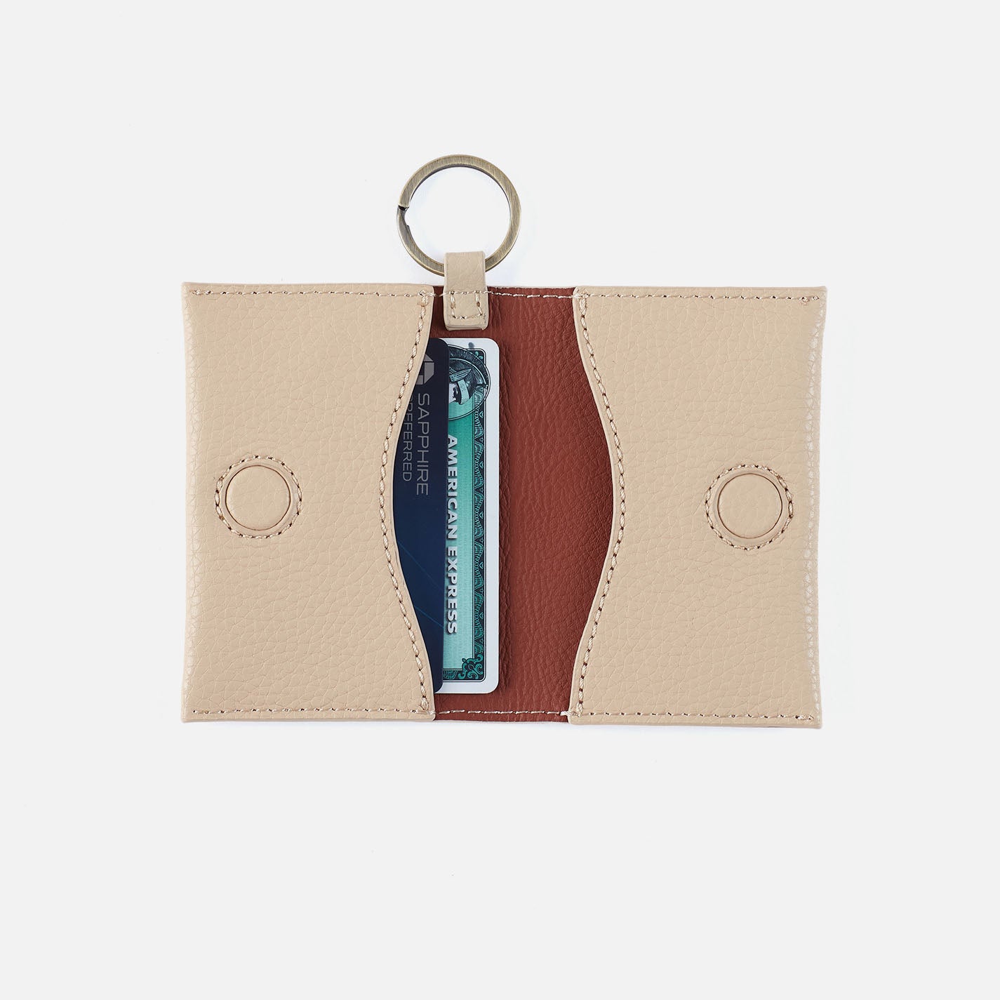 Vida Card Case in Micro Pebbled Leather – Almond - HOBO