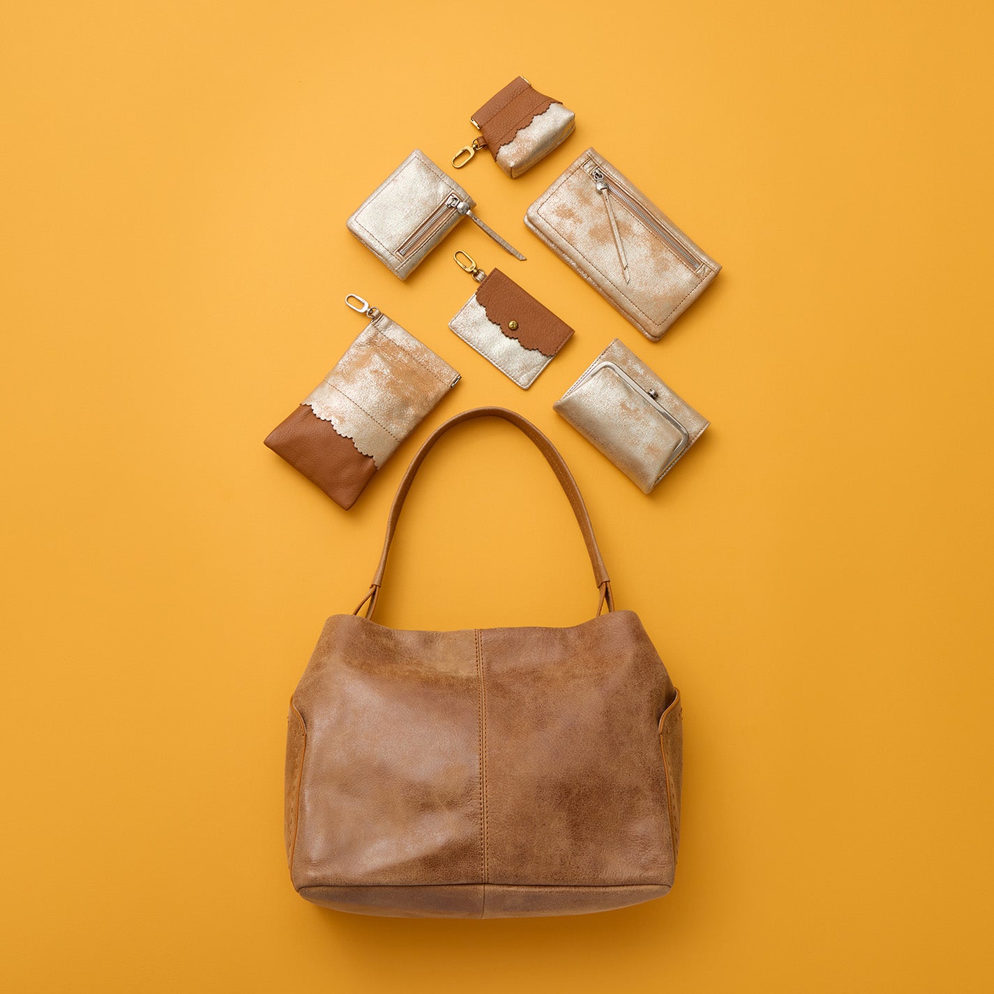 Lumen Mini Wallet In Metallic Leather – Saddle Stardust - HOBO