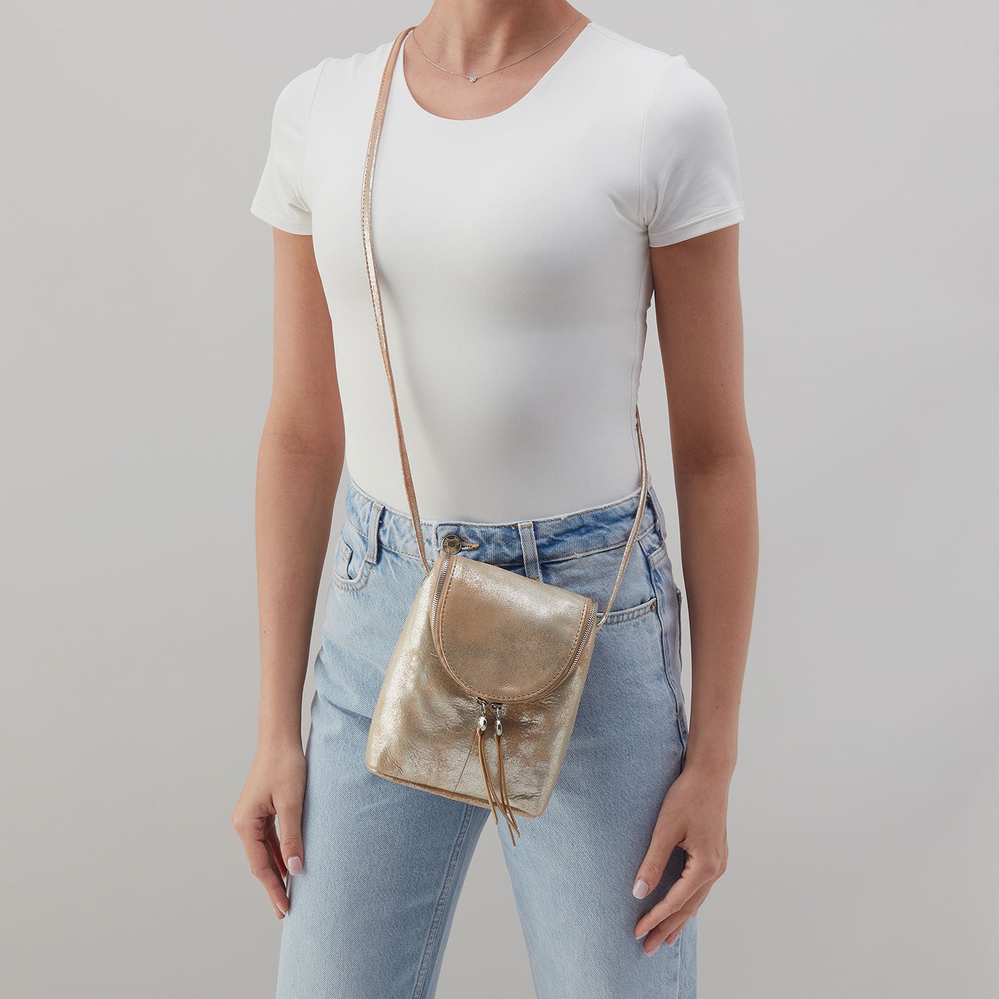 Fern Crossbody In Metallic Leather – Saddle Stardust - HOBO