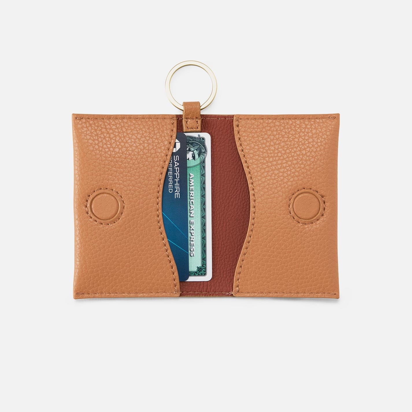 Vida Card Case in Micro Pebbled Leather – Biscuit - HOBO