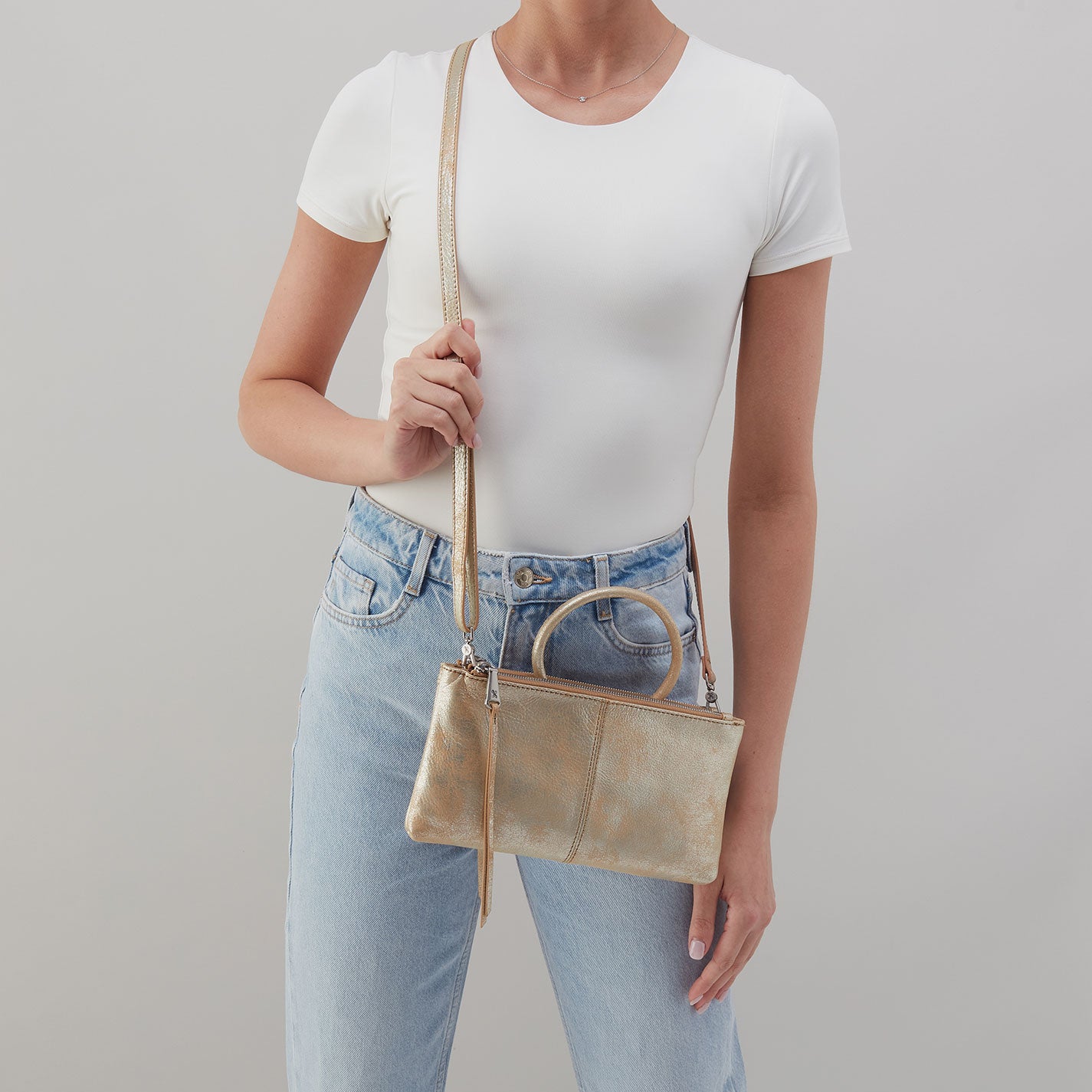 Sable Crossbody In Metallic Leather – Saddle Stardust - HOBO