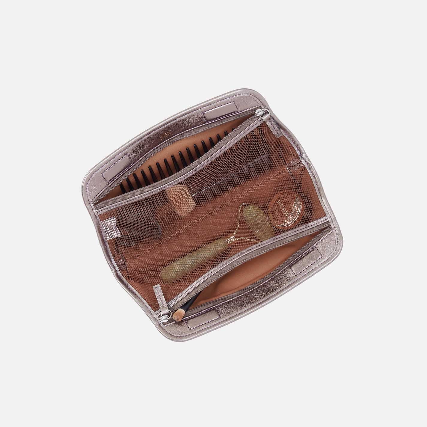Beauty Brush Case in Metallic Leather – Pewter Spur - HOBO