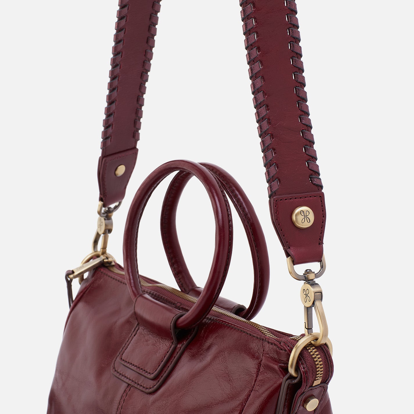 Whipstitch Guitar Strap In Polished Leather – Winterberry - HOBO