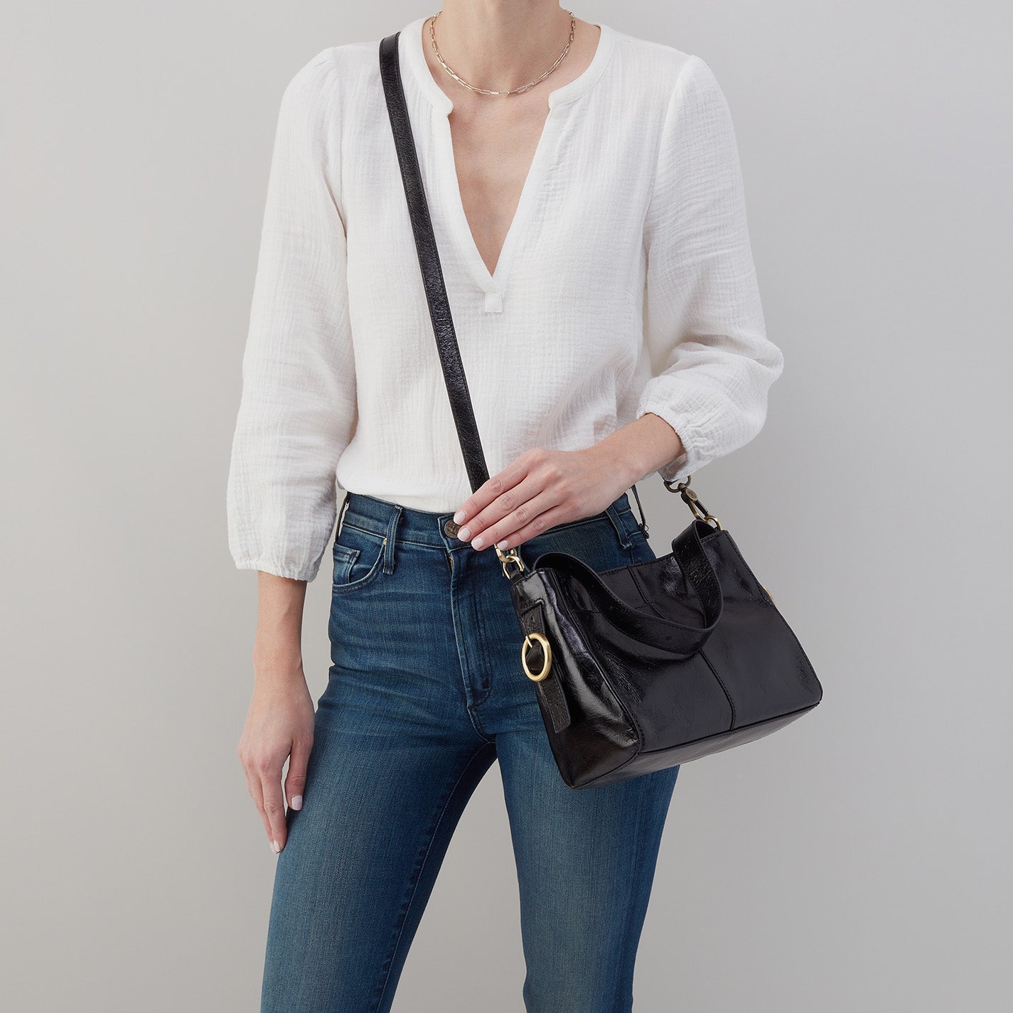 Render Small Crossbody In Polished Leather – Natural - HOBO