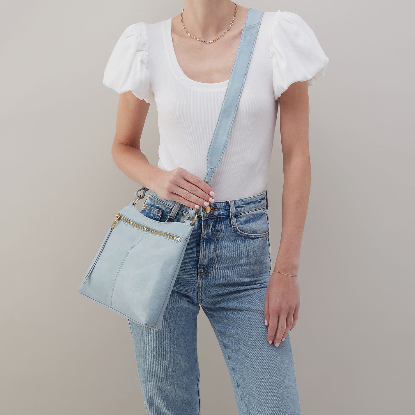 Cambel Crossbody In Buffed Leather – Sky - HOBO