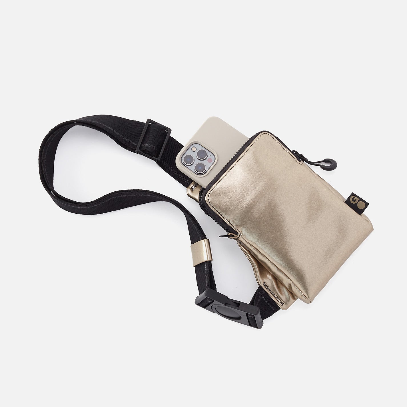 DIALED IN Phone Bag in EverShine nylon – Coffee Gold Metallic - HOBO