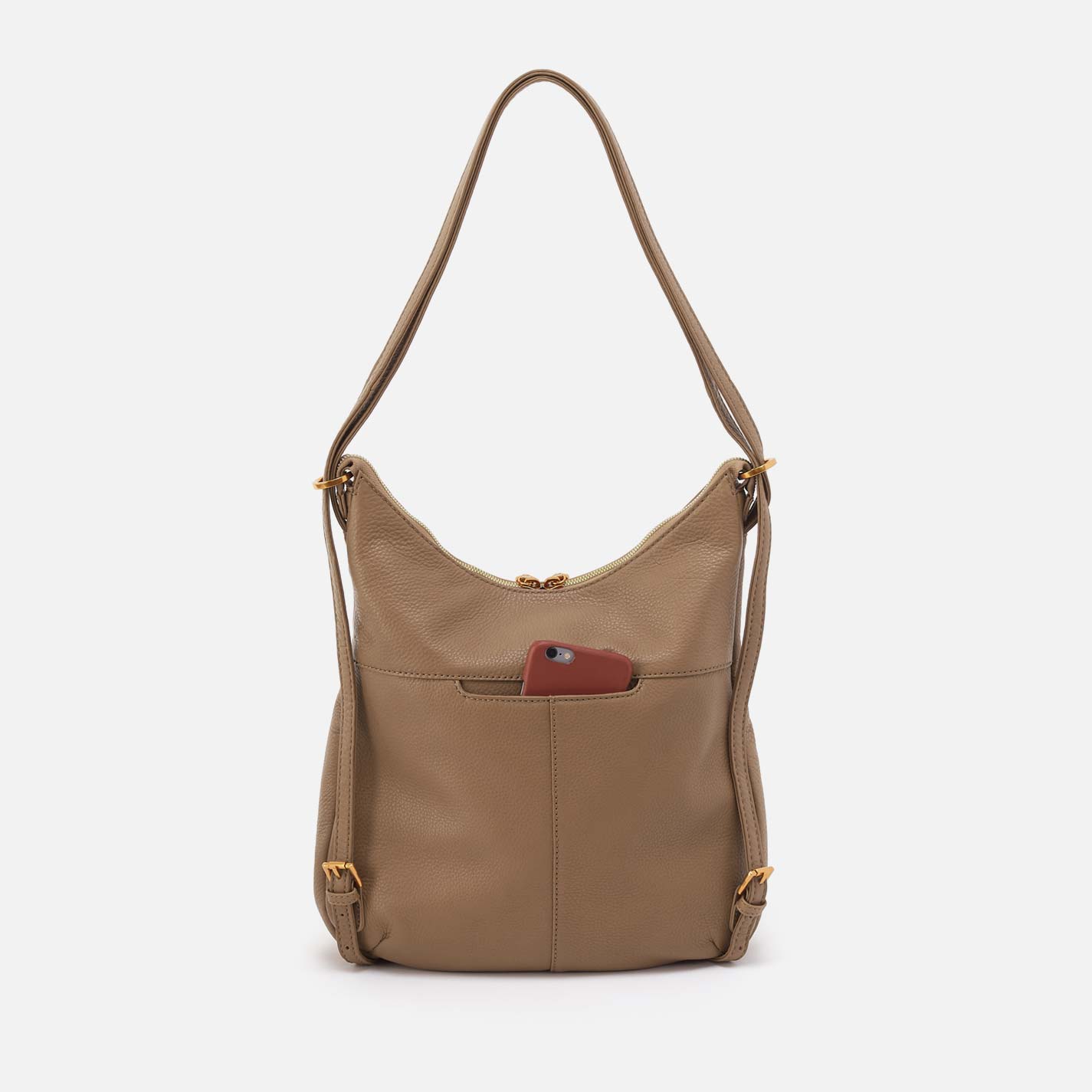 Merrin Convertible Backpack in Pebbled Leather – Cedar Sagebrush - HOBO