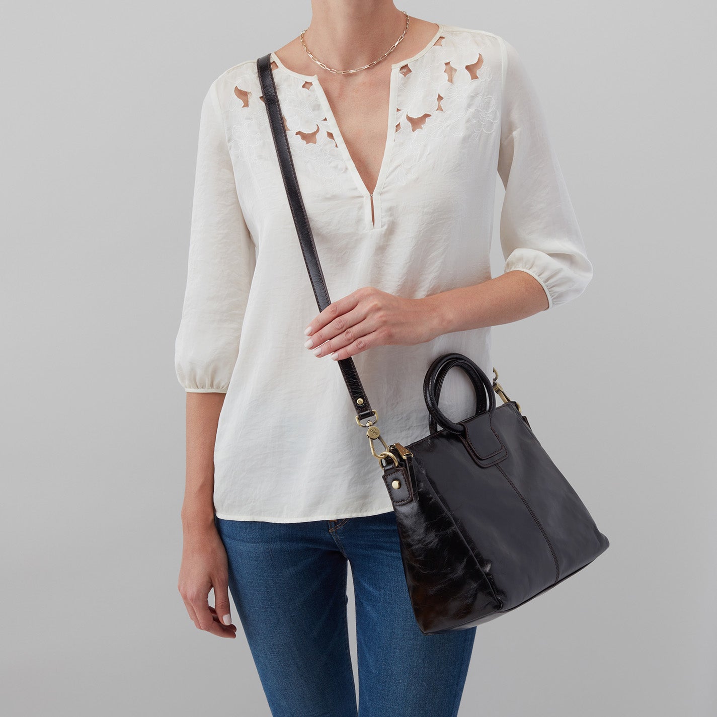 Sheila Medium Satchel in Polished Leather – Natural - HOBO