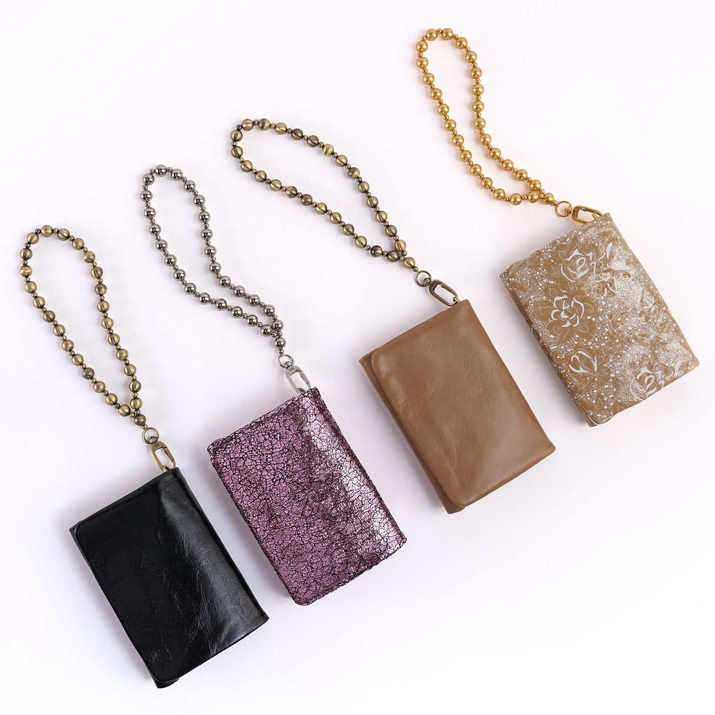 Ross Bead Wristlet In Metallic Leather – Blush Crackle - HOBO