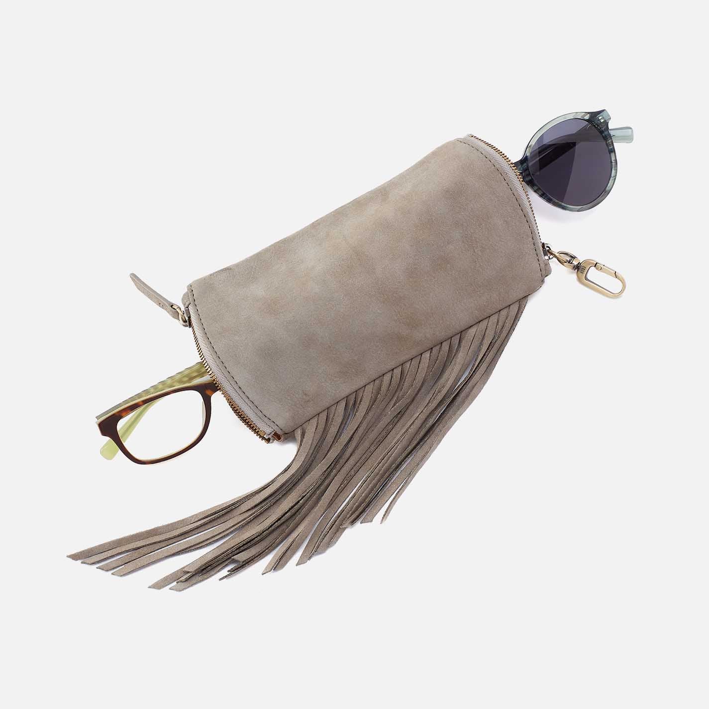 Spark Double Eyeglass Case in Nubuck Leather – Golden Granite - HOBO