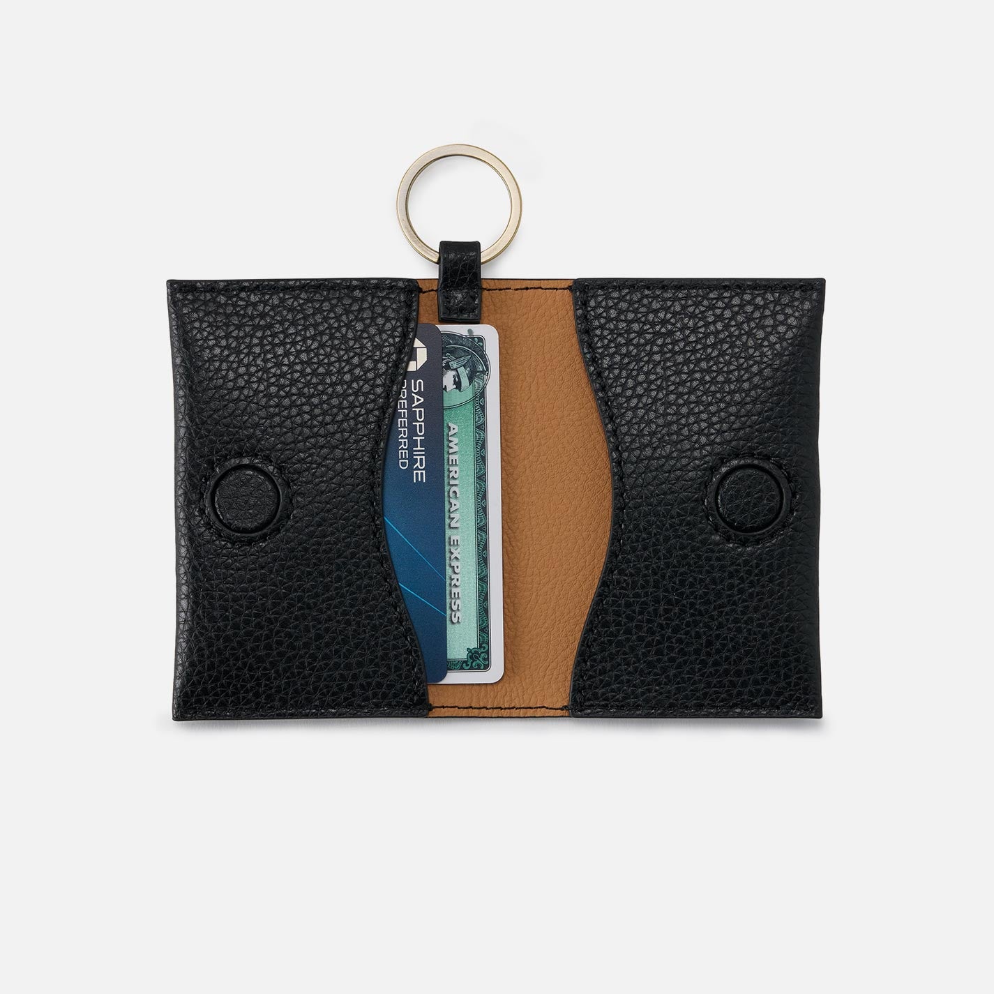 Vida Card Case in Micro Pebbled Leather – Black - HOBO