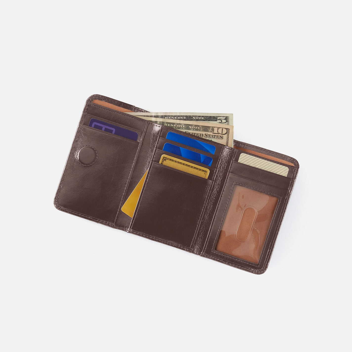 Jill Trifold Wallet in Polished Leather – Hearthstone - HOBO