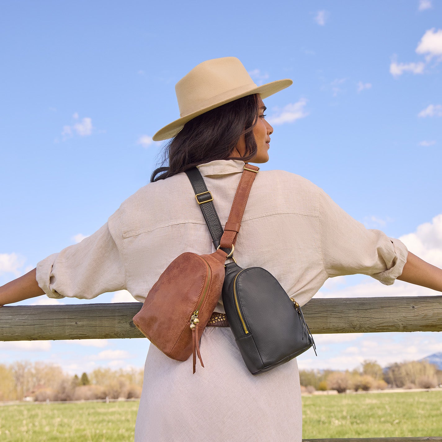 Fern Sling in Buffed Leather – Burnished Saddle - HOBO
