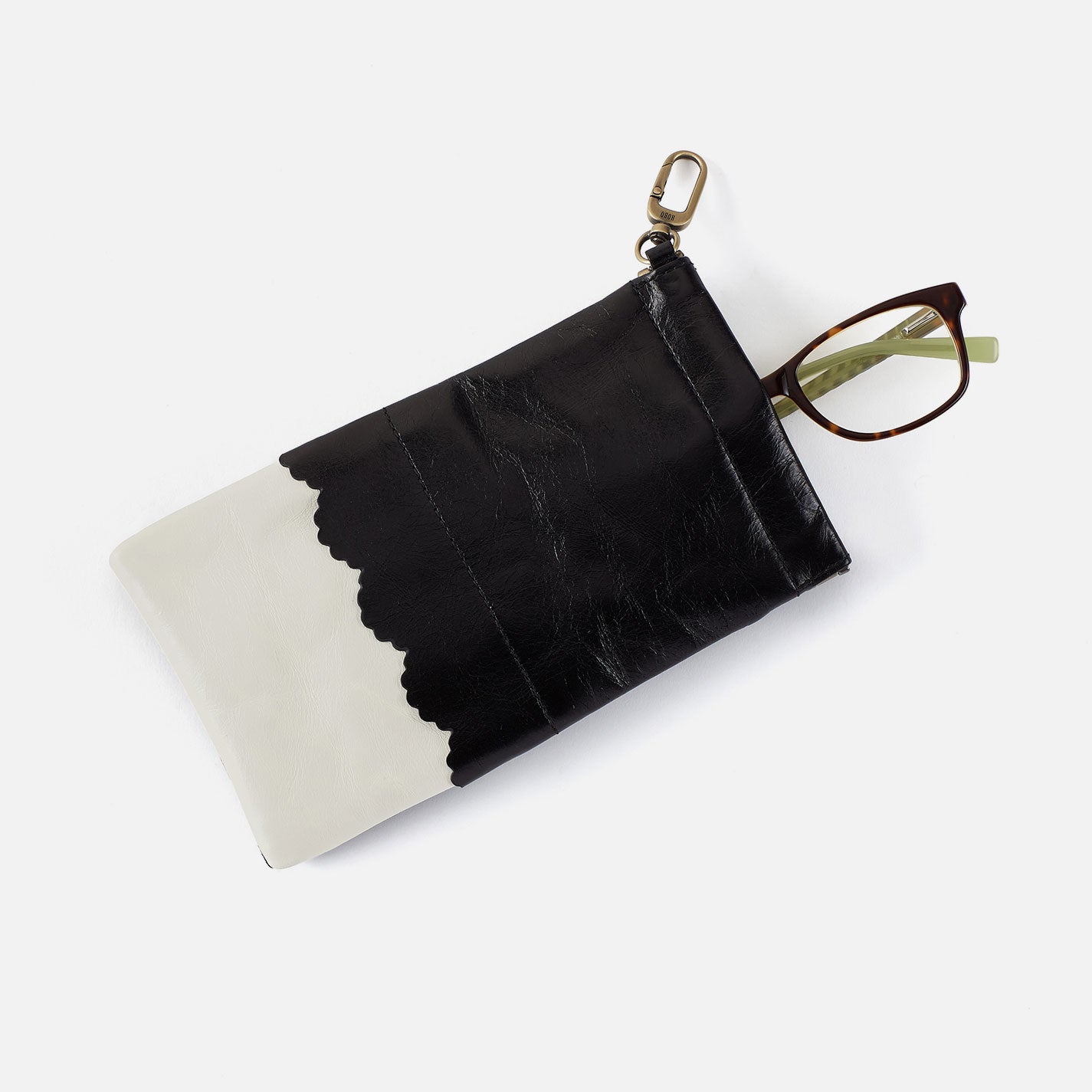 Facile Eyeglass Case In Polished Leather – Black Colorblock - HOBO