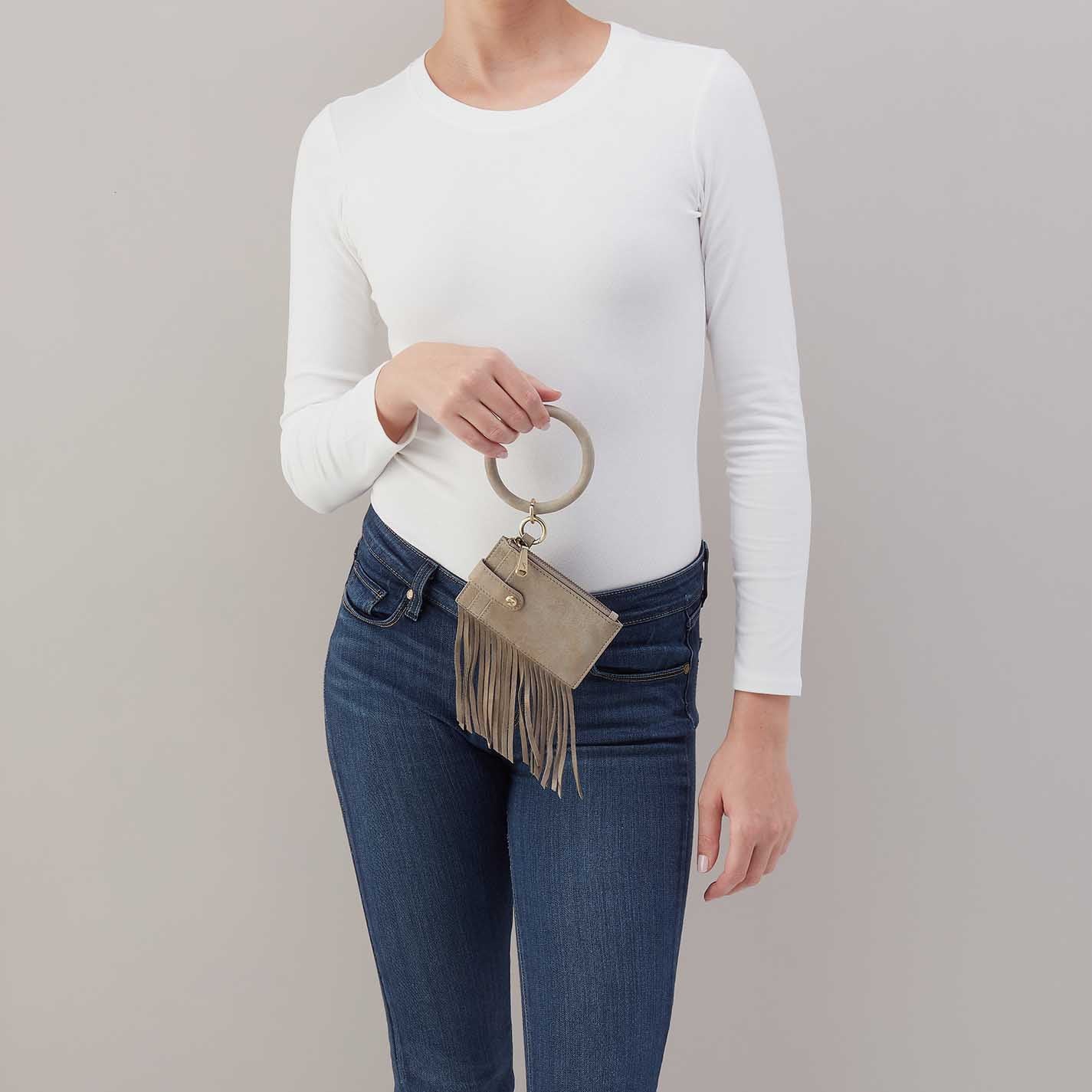 Ring Credit Card Wristlet in Nubuck Leather – Golden Granite - HOBO