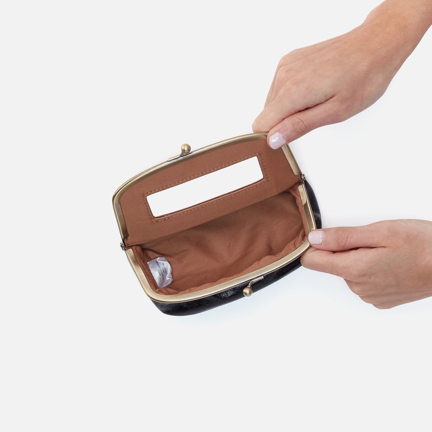 Save Face Frame Pouch In Polished Leather – Black - HOBO