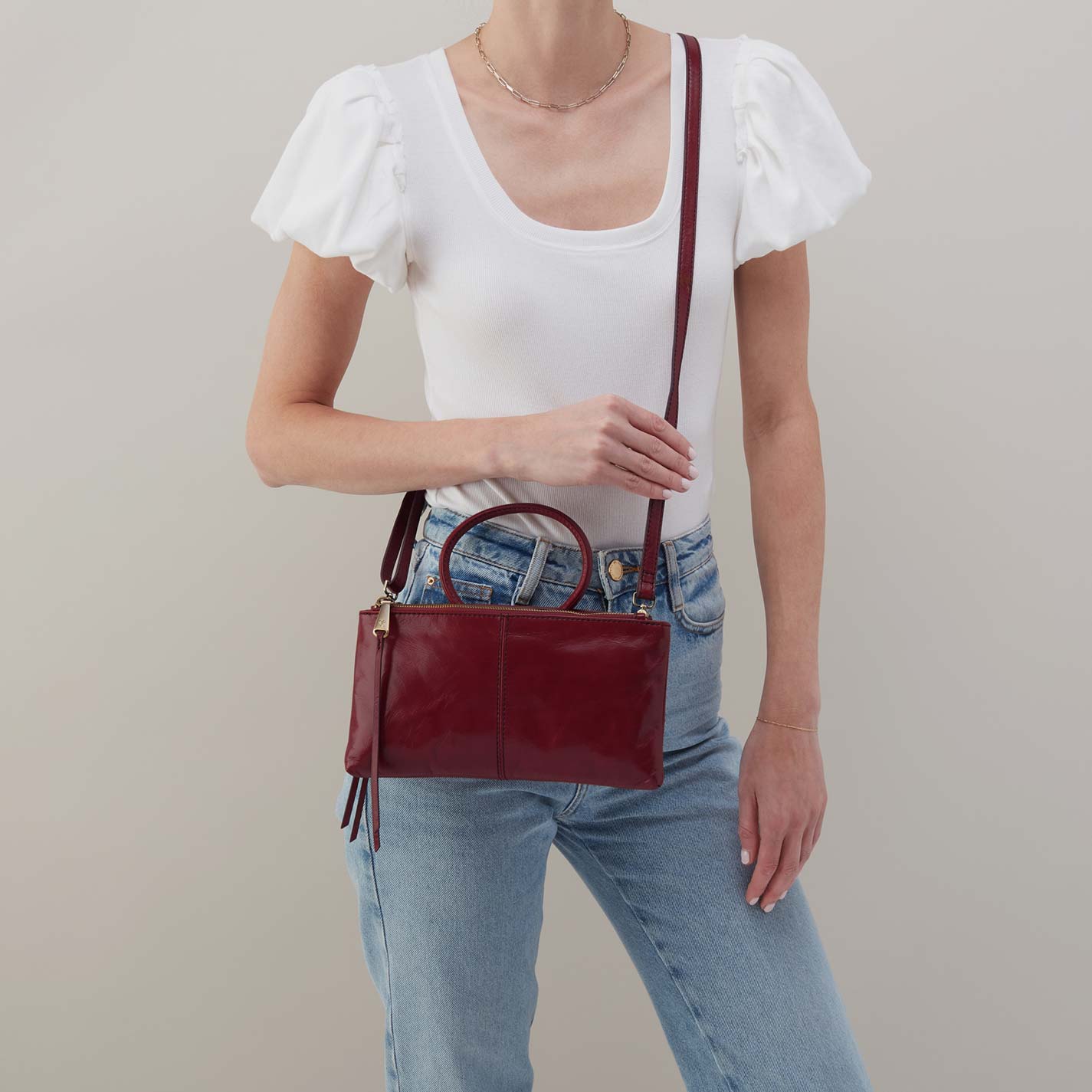 Sable Crossbody in Polished Leather – Saddleberry - HOBO