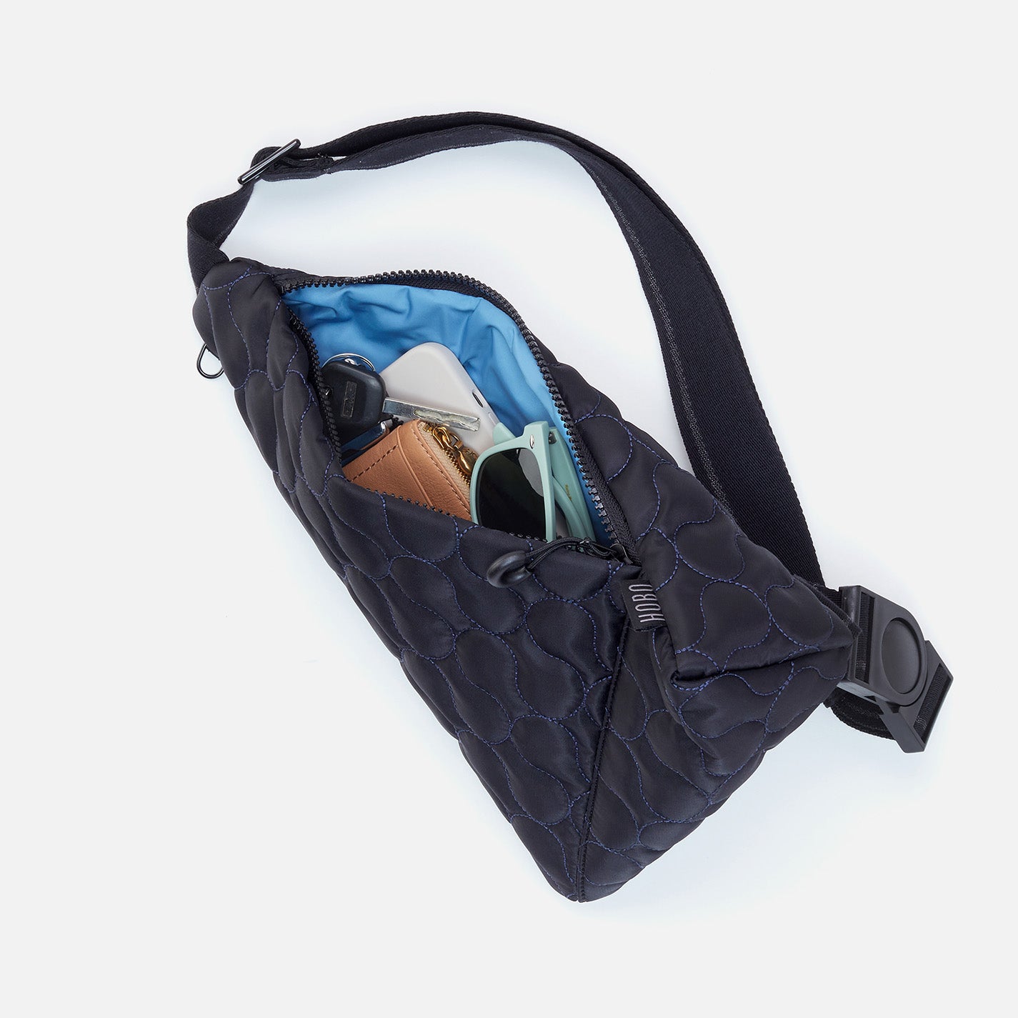 SURE THING Quilted Sling in CaRefiber recycled nylon – Jet With Ocean Quilt - HOBO