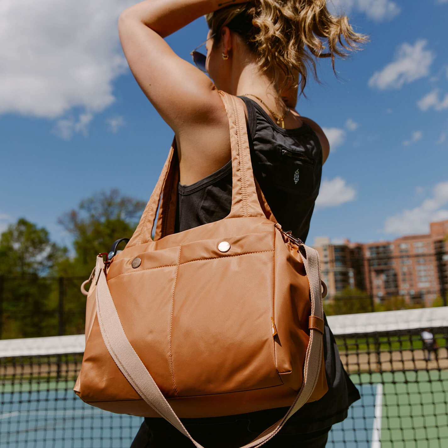 ALL IN ONE Tote in CaRefiber recycled nylon – Dune - HOBO