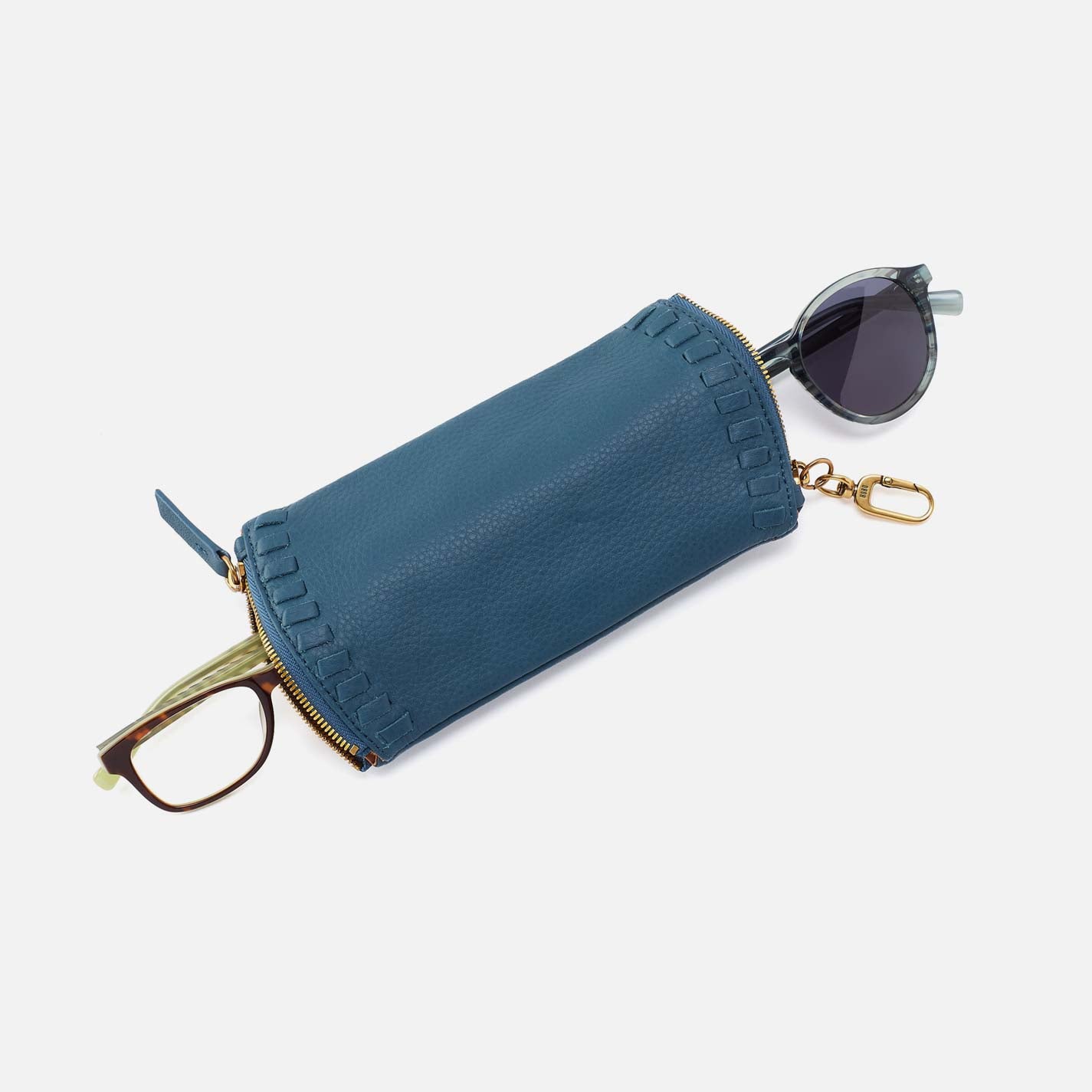 Spark Double Eyeglass Case in Pebbled Leather – Peacock Feather - HOBO