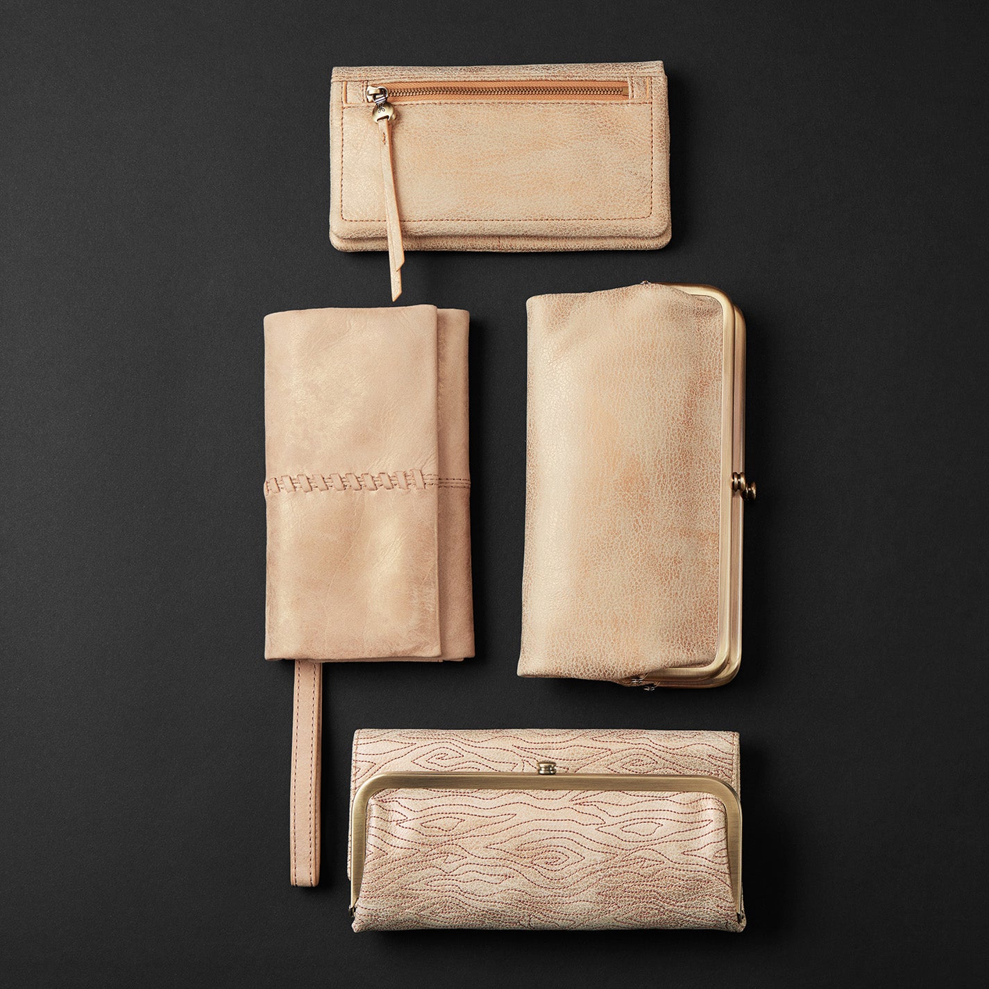 Lumen Continental Wallet in Metallic Leather – Gold Leaf - HOBO