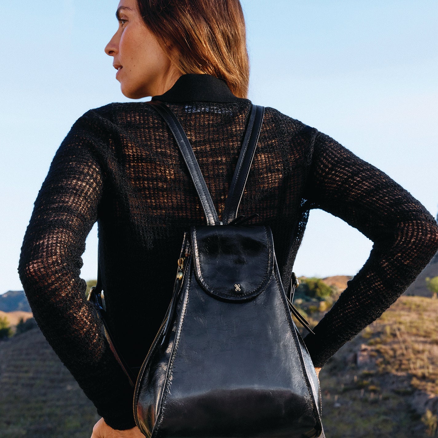 Betta Backpack In Polished Leather – Black - HOBO