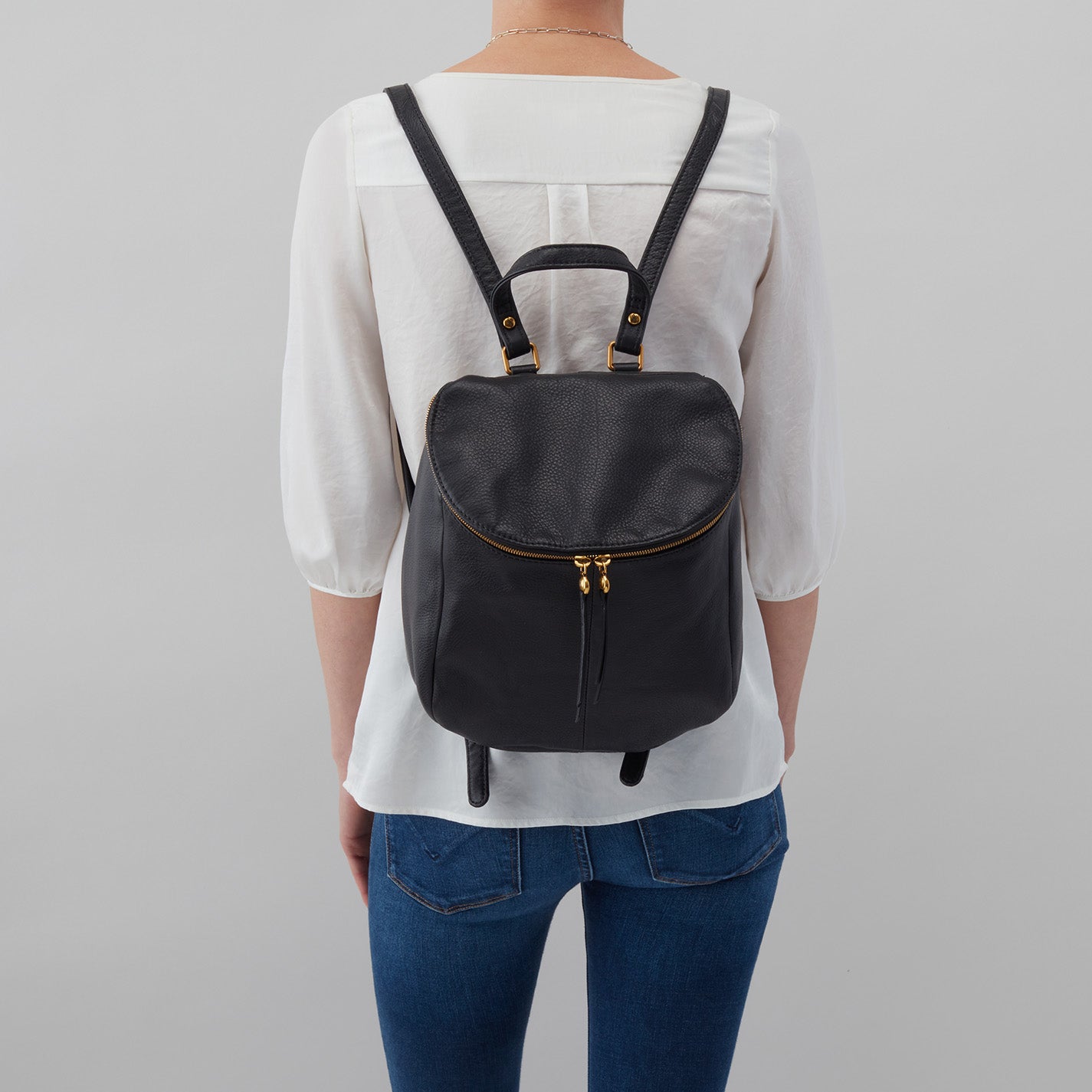 River Backpack in Pebbled Leather – Black - HOBO