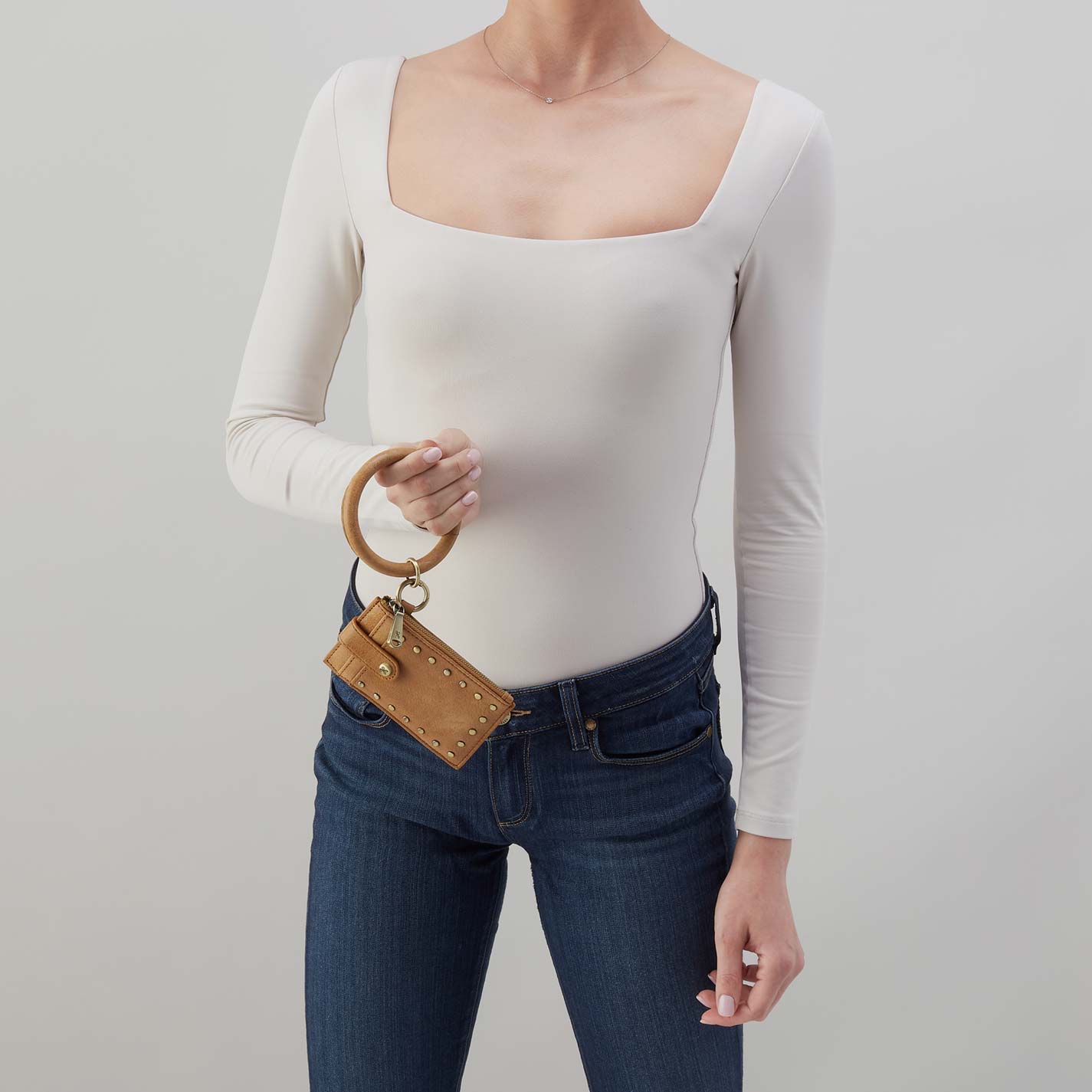 Ring Credit Card Wristlet in Buffed Leather – Whiskey - HOBO