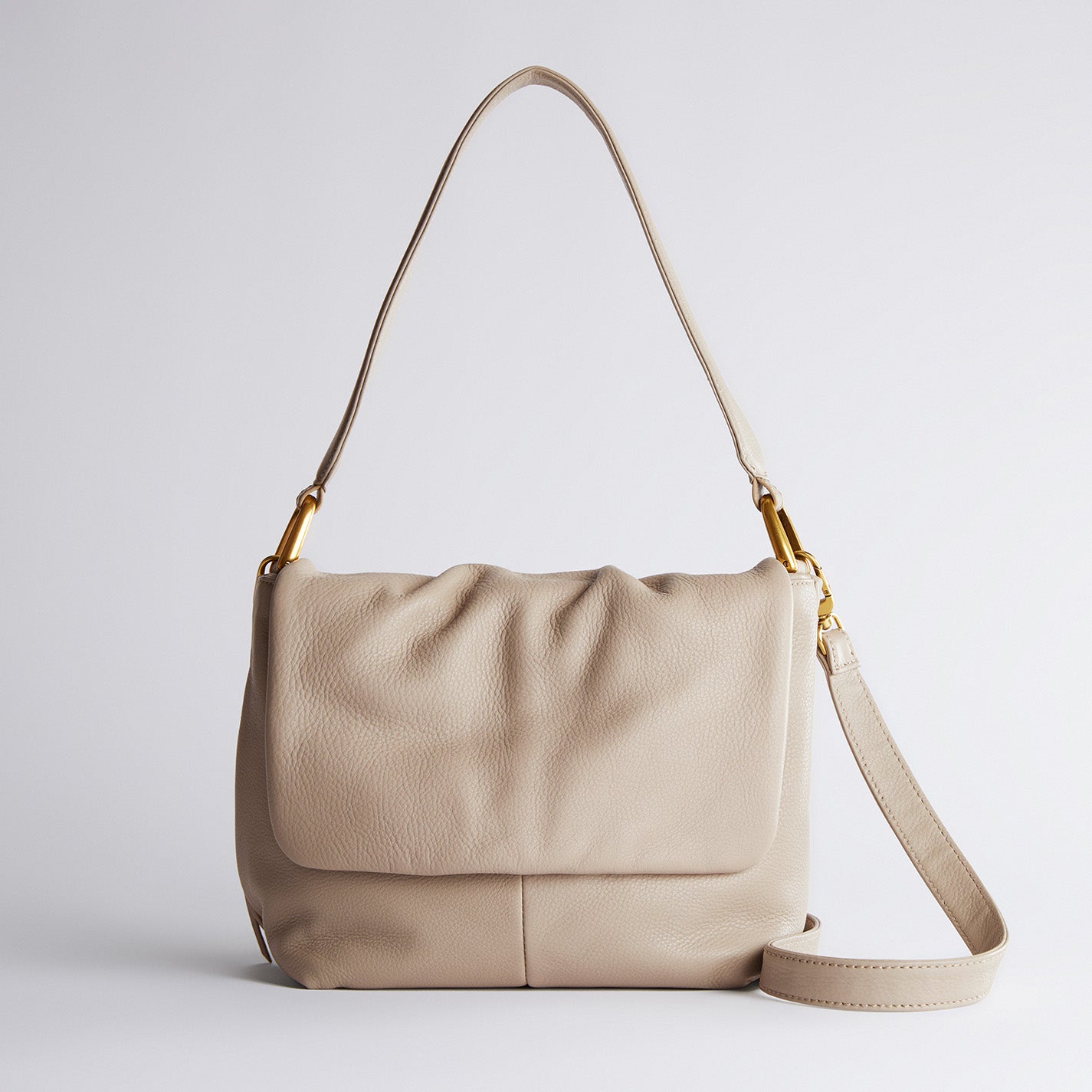 Harley Convertible Shoulder Bag In Pebbled Leather – Taupe - HOBO