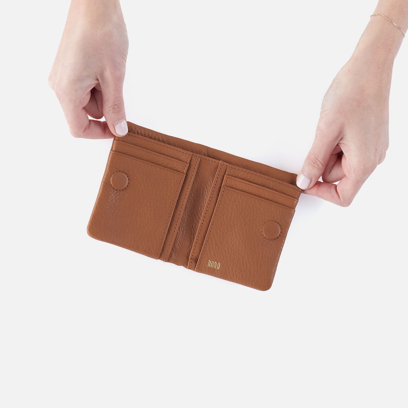 Lumen Mini Wallet in Pebbled Leather – Warm Honey - HOBO