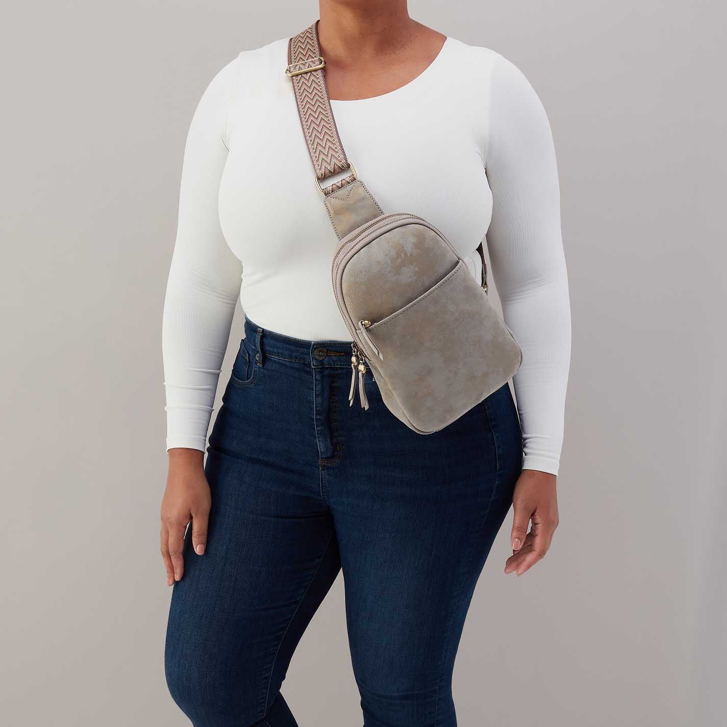 Cass Sling in Nubuck Leather – Golden Granite - HOBO