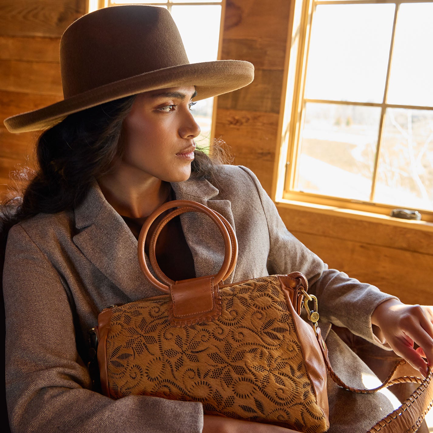 Sheila Medium Satchel in Hair-On Leather – Harvest Wheat Hair-On - HOBO