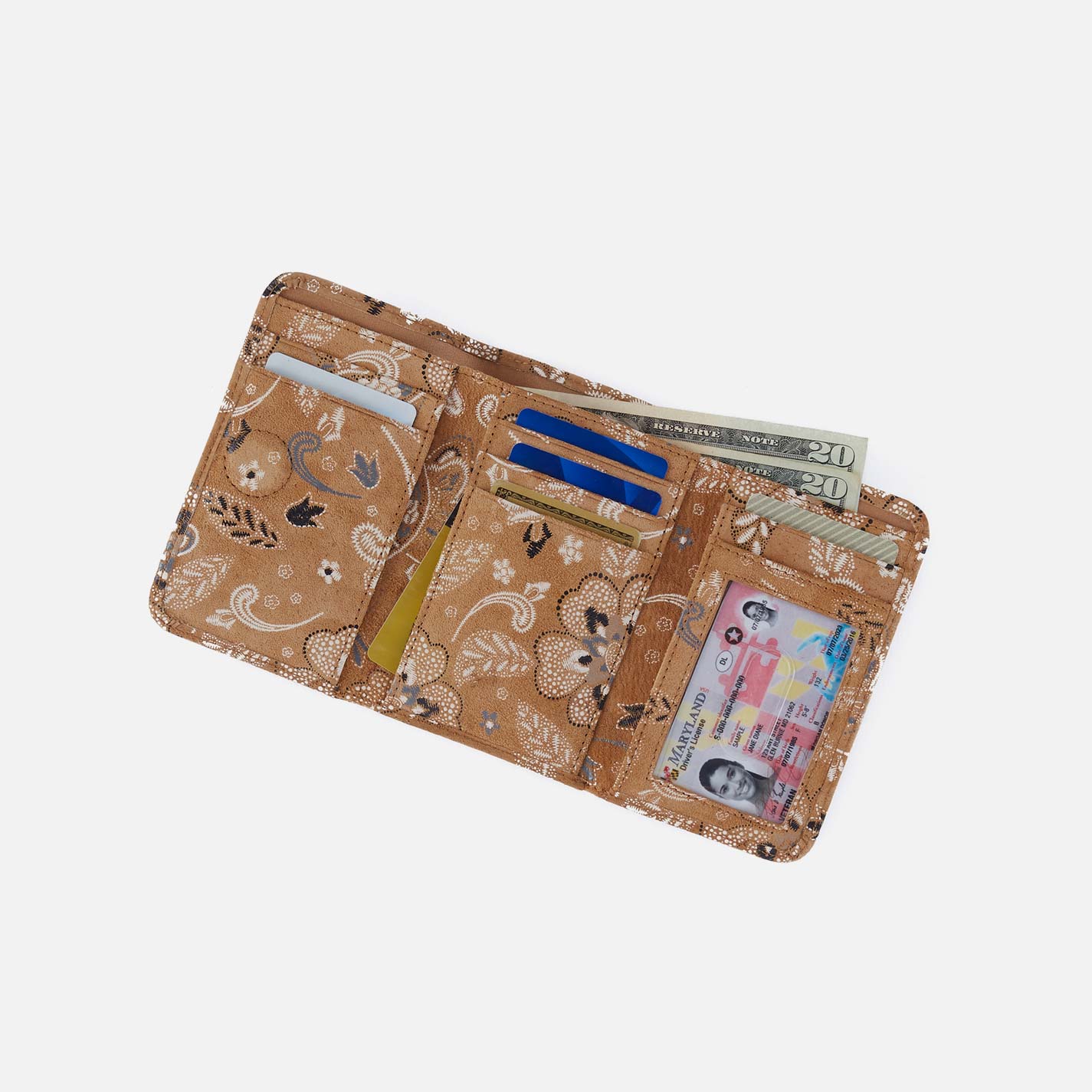 Jill Trifold Wallet in Printed Leather – Country Road Bloom - HOBO