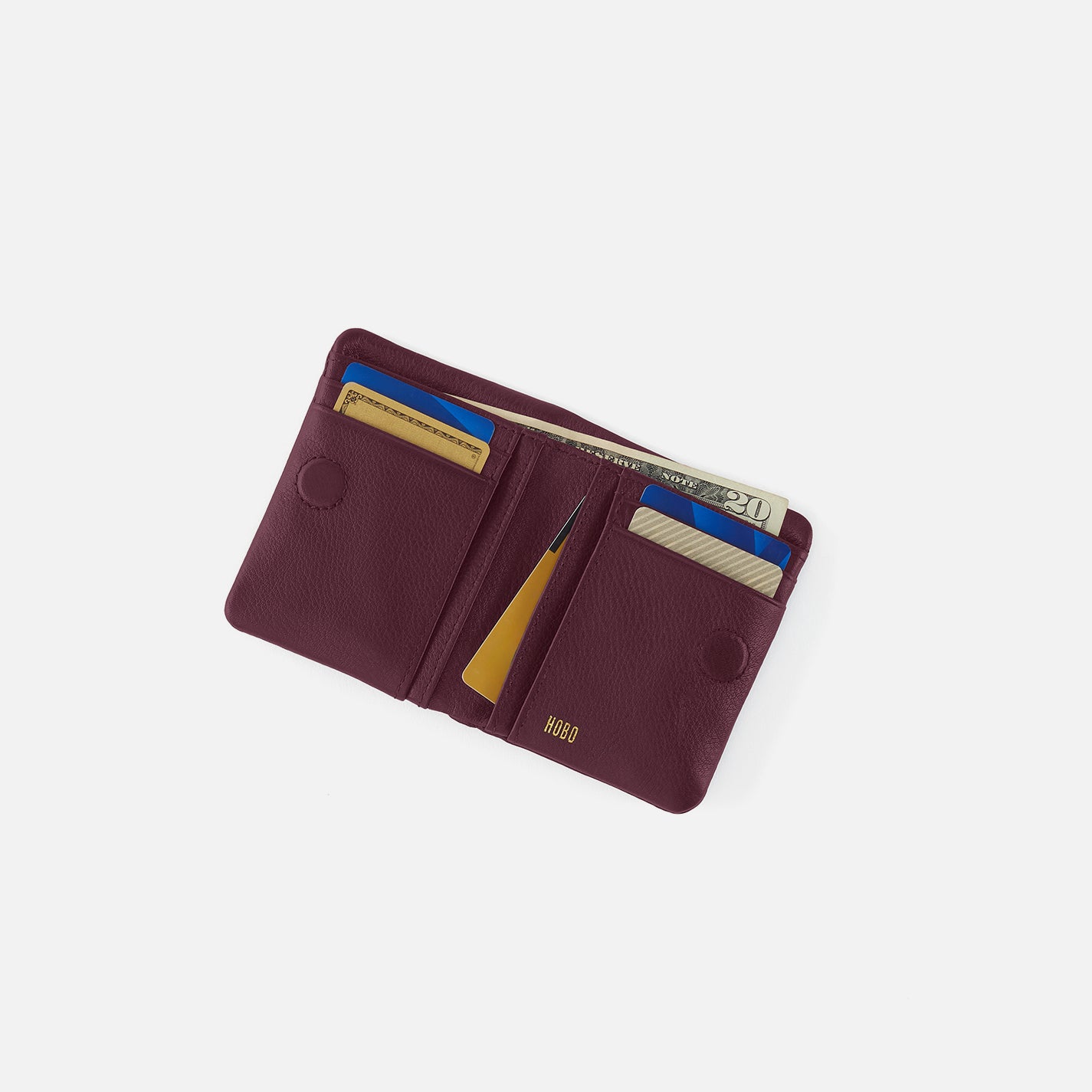 Lumen Mini Wallet in Pebbled Leather – Mulberry Glaze - HOBO