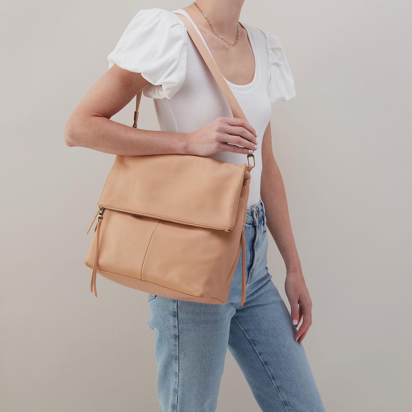 Grant Backpack In Pebbled Leather – Porcini - HOBO