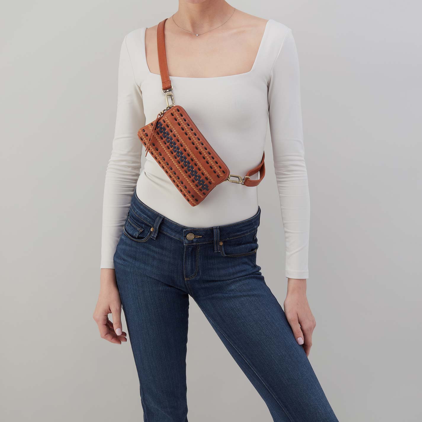 Fern Slim Belt Bag in Smooth Leather with Multi Stitch – Timberline - HOBO