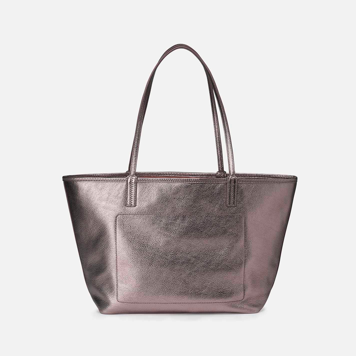 All That Tote in Metallic Leather – Pewter Spur - HOBO