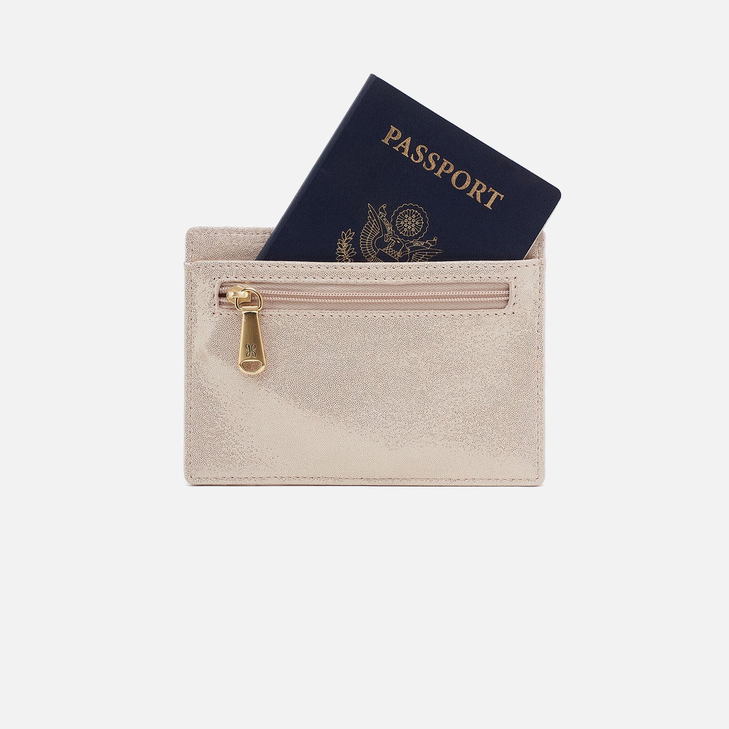 Euro Slide Card Case In Metallic Leather – Sand Shimmer - HOBO